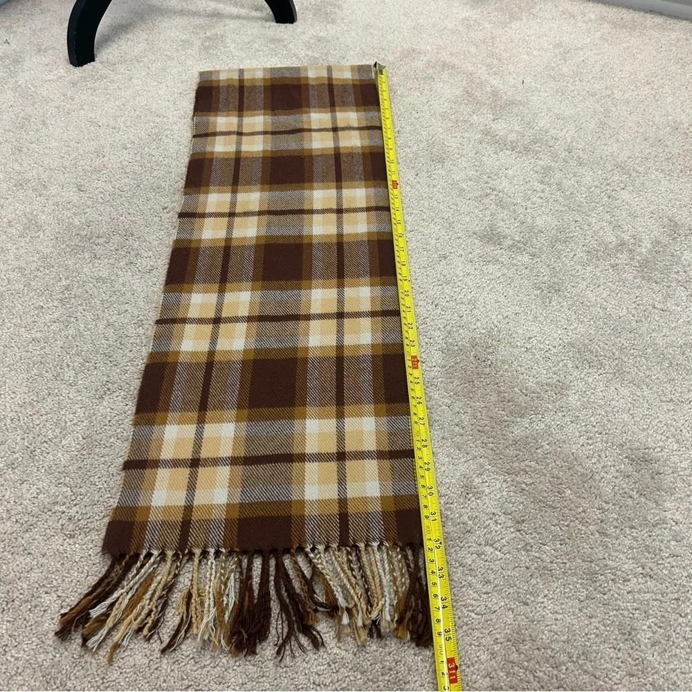 Dark brown camel brown plaid check soft fall winter scarf